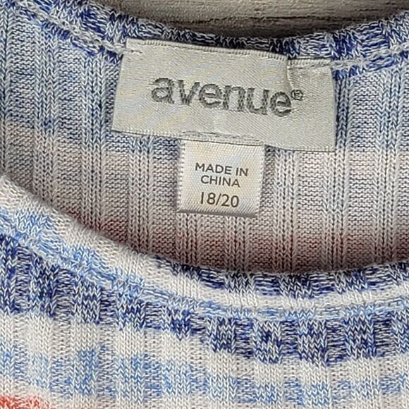 Womens Patriotic Top Size 18/20 Avenue Cold Shoulder 3/4 Sleeve 4th of July - Picture 7 of 9